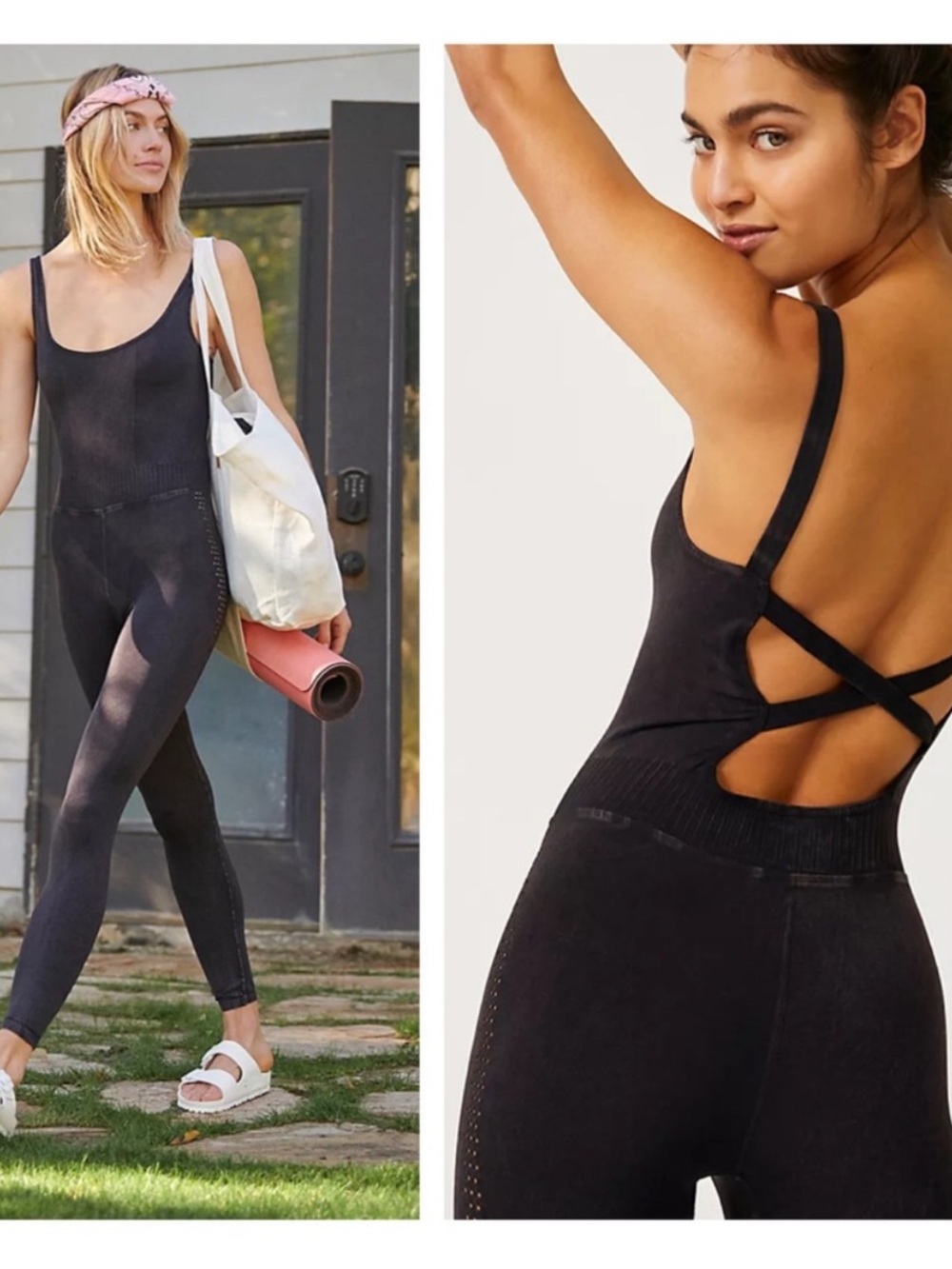 Free People Movement Good Karma Onesie Jumpsuit Dark Gray Charcoal Sleeveless